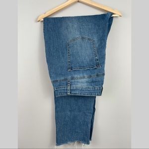 Forever 21 Plus Size Signature High-Rise Mom Jeans, deep blue denim raw hem, 18